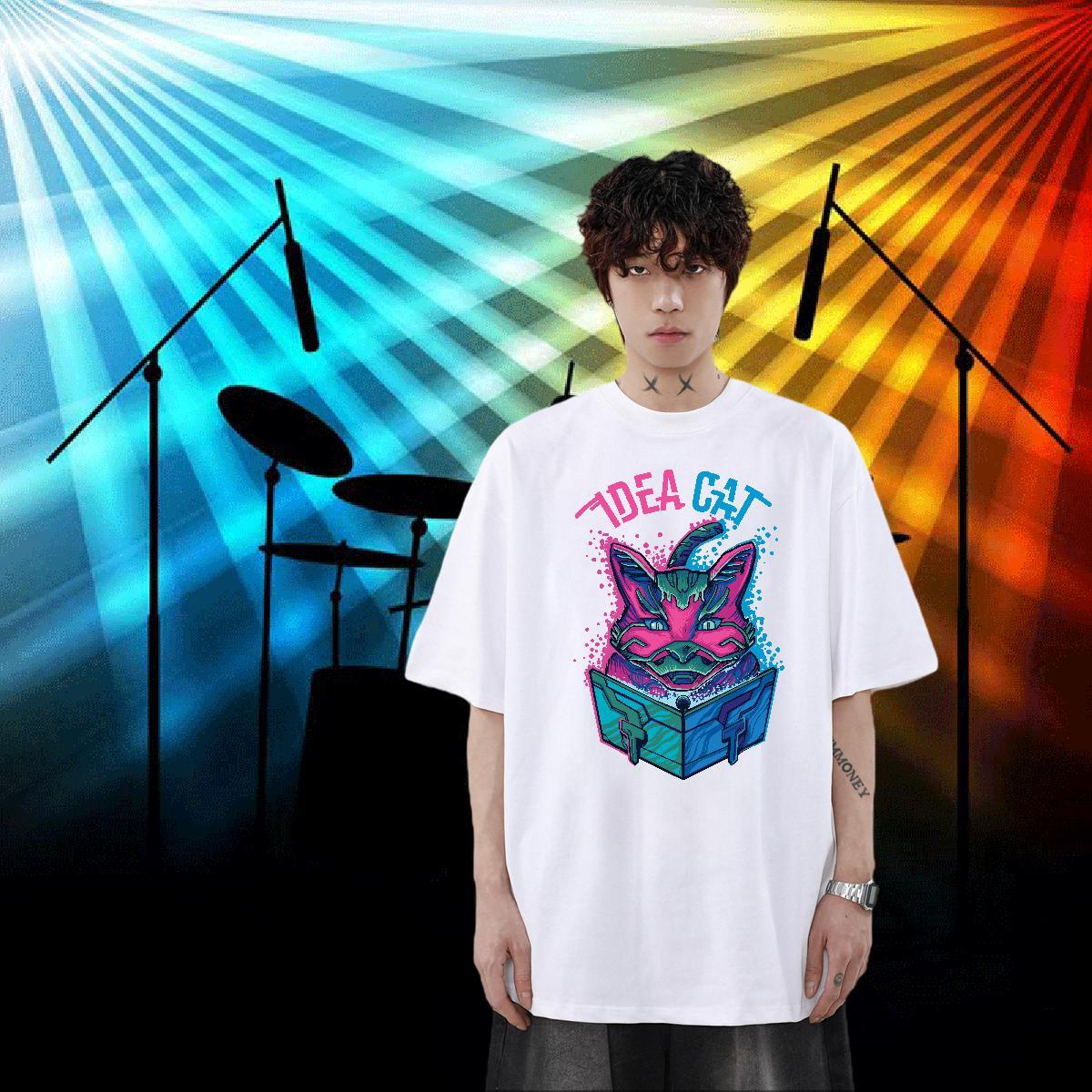 Designer Fashion T-Shirts 230g 100% Cotton cat Casual Daily Wear Tees Breathable Short Sleeve Comfortable Men Tops Tees Graphic