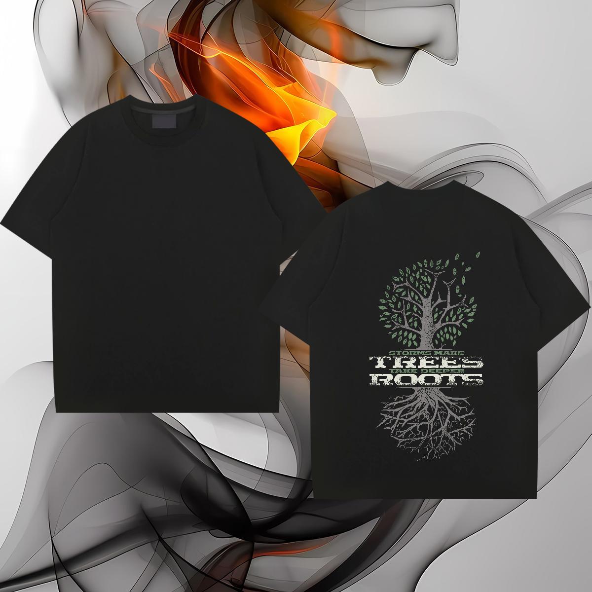 Wholesale T shirt 230g 100% Cotton tree Street Wear Crew Neck Unisex Couples T Shirts Custom Printing