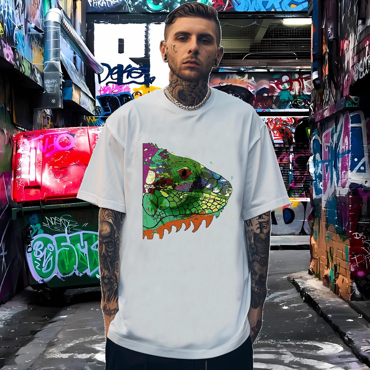 Men T Shirts 230g 100% Cotton fish head Hip Hop Breathable Crew Neck Custom Print Plus Size Men Tshirts New Designer Unisex Polos
