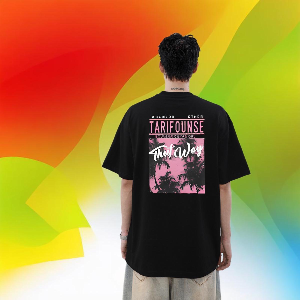 Classic T Shirts Men 230g Cotton tree Summer Casual Tshirts Crew Neck Breathable High Quality Couples T Shirts Custom Printing