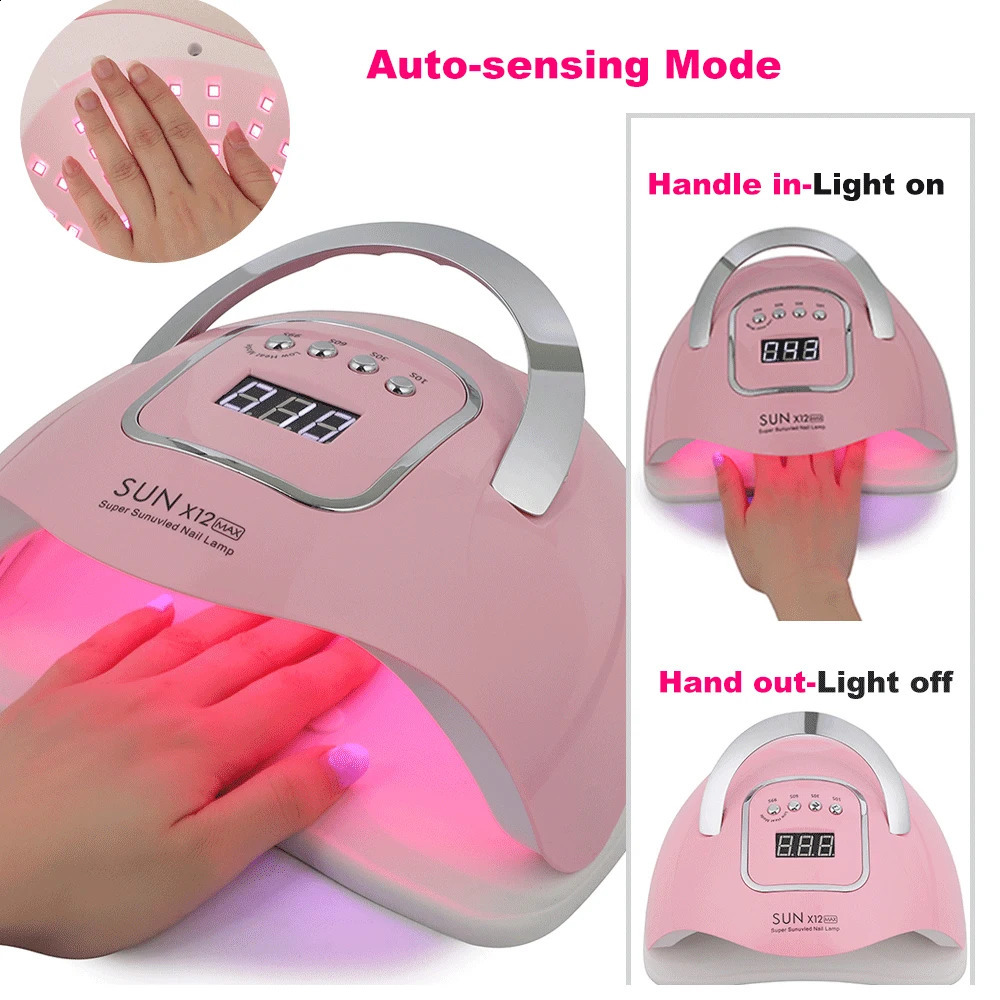SUNX12 Max 280W Nail Lamp Pink Nail Dryer For Manicure 66 Leds UV Light Quick Cure Autosense Nail Lamps With Base 240729