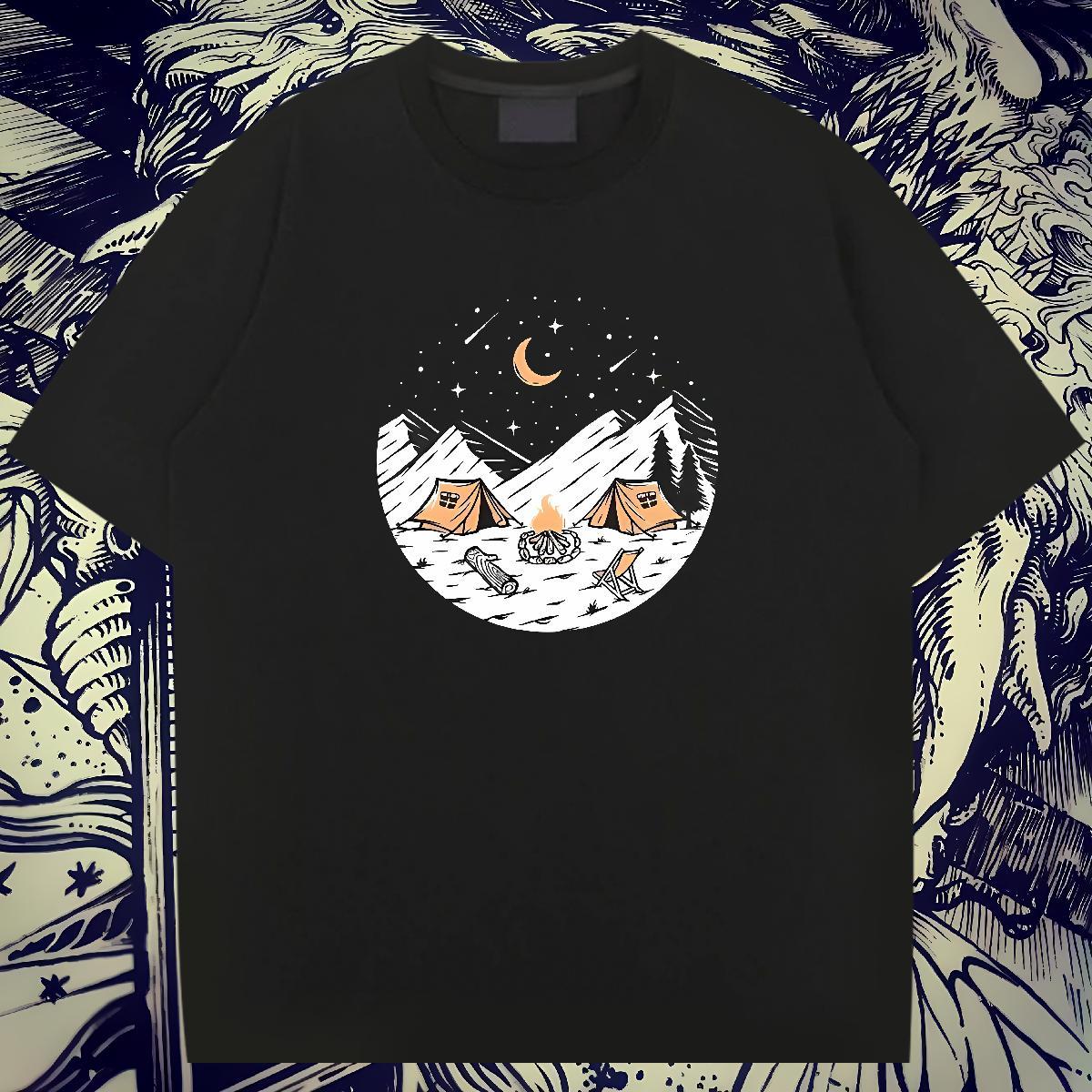 Popular Mens Tshirts 100% Cotton 230g High Street Hip Hop mountains Customized Print O Neck Short Sleeves DIY Customized T-Shirts for Men Clothes