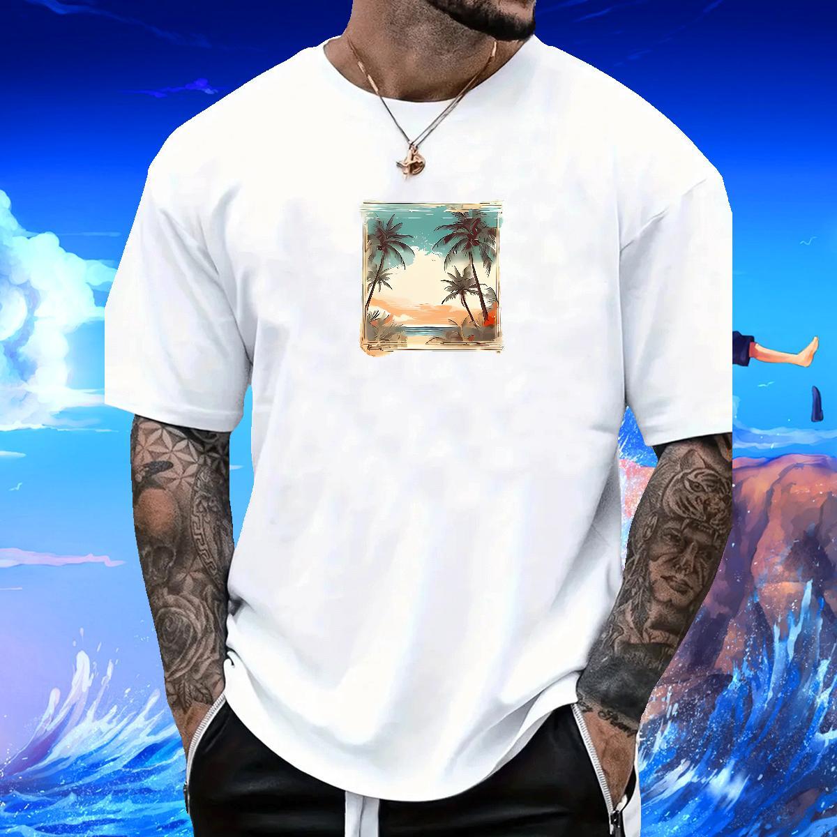 Fashion Casual Men T Shirts 230g Pure Cotton tree Outdoor Top Tees Crew Neck Classic Men Tops Tees Graphic