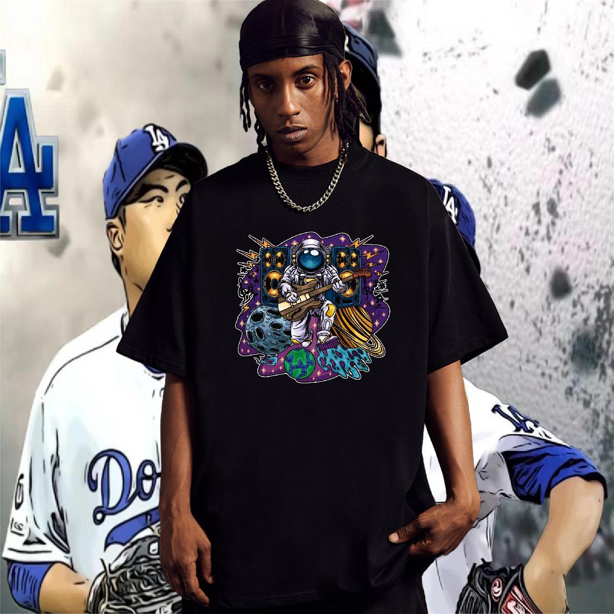 Man T Shirts 100% Cotton 230g universe Hip Hop Pure Cotton DIY Logo Oversized Men Clothes T-Shirt Fashion Designer Cool Design Clothings