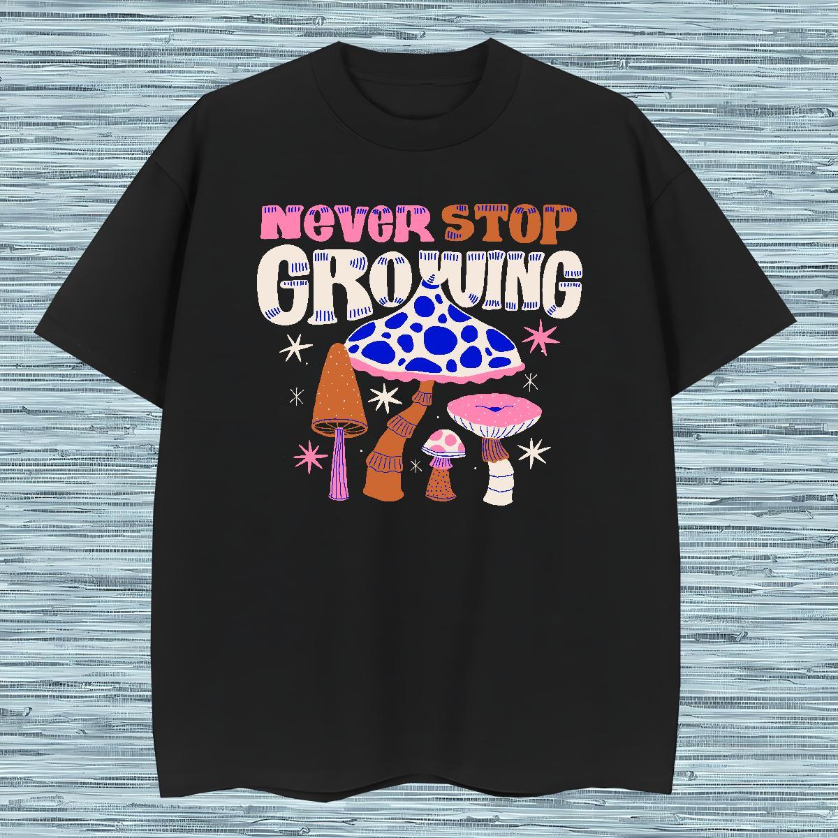 T shirt 230g Cotton mushroom Daily Outfit Breathable Short Sleeve Cartoon Print Men Tees 2024 Summer Popular Tops Shirt