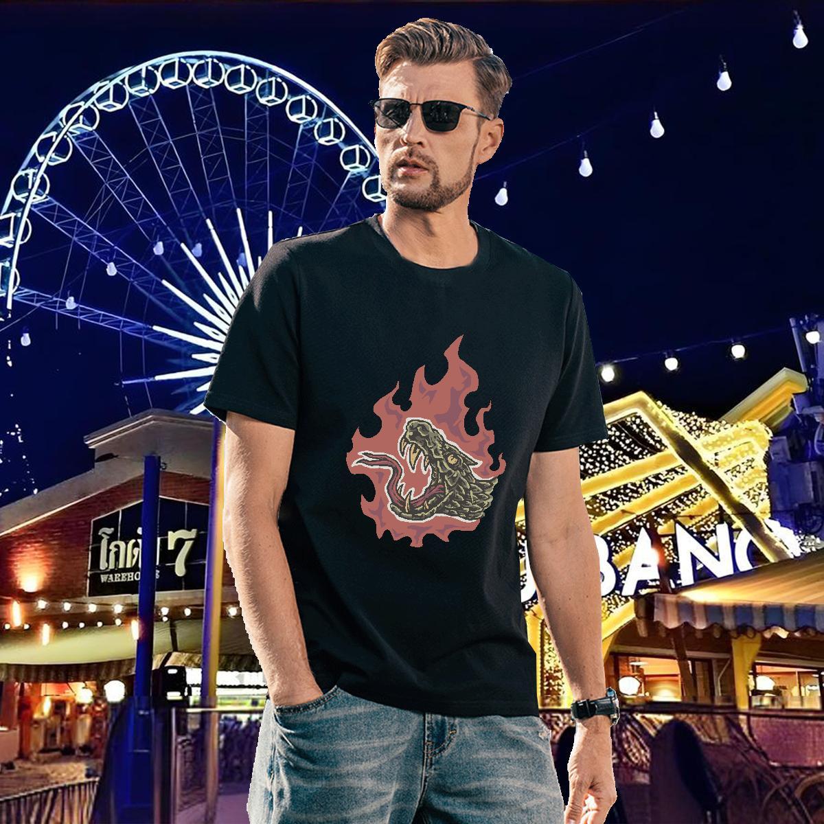 DIY Customized Mens T Shirts 230g Cotton crocodile High Street Hip Hop Wear Breathable Short Sleeve Soft Men Tees DIY Anime