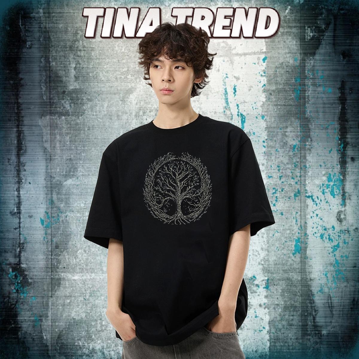 Customized T Shirt For Man 230g 100% Cotton tree Sport Clothes Breathable Crew Neck Cool Mens Tshirts White Plus Size