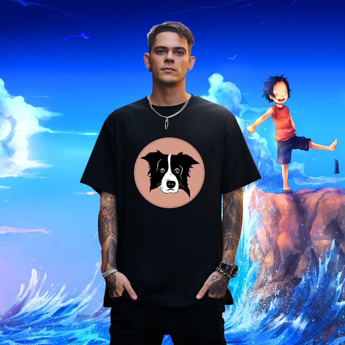 Man T Shirts 230g Pure Cotton dog Street Wear O Neck Short Sleeves Graphic Men Tops Tees Fashion High Quality Tops Shirt