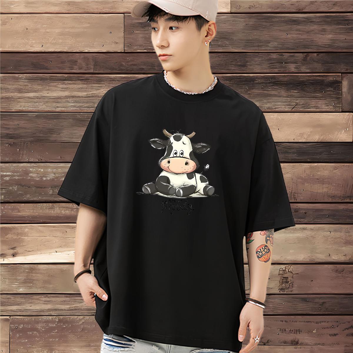 2024 DIY Men T Shirts 230g 100% Cotton Hip Hop Street Tee Shirt Breathable Crew Neck Brand Men Tops Tees Plus Size Cartoon