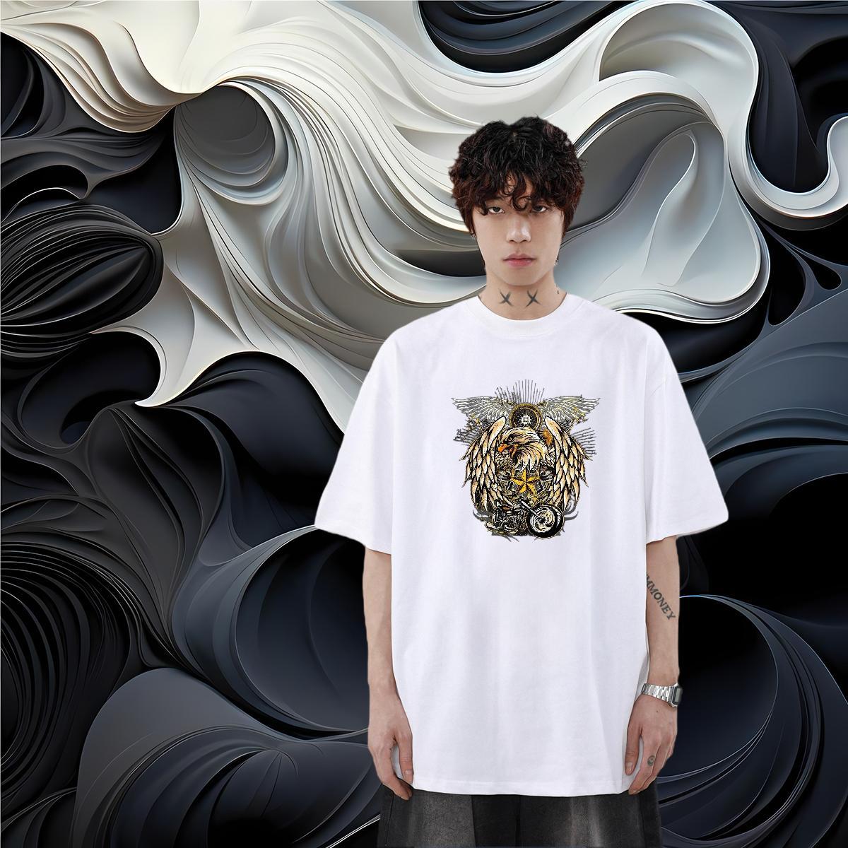 Fashion Design Mens T Shirts 230g Pure Cotton cool Anime Printing Street Tee Shirt Crew Neck Popular Men Tshirts Oversized 3XL 4XL