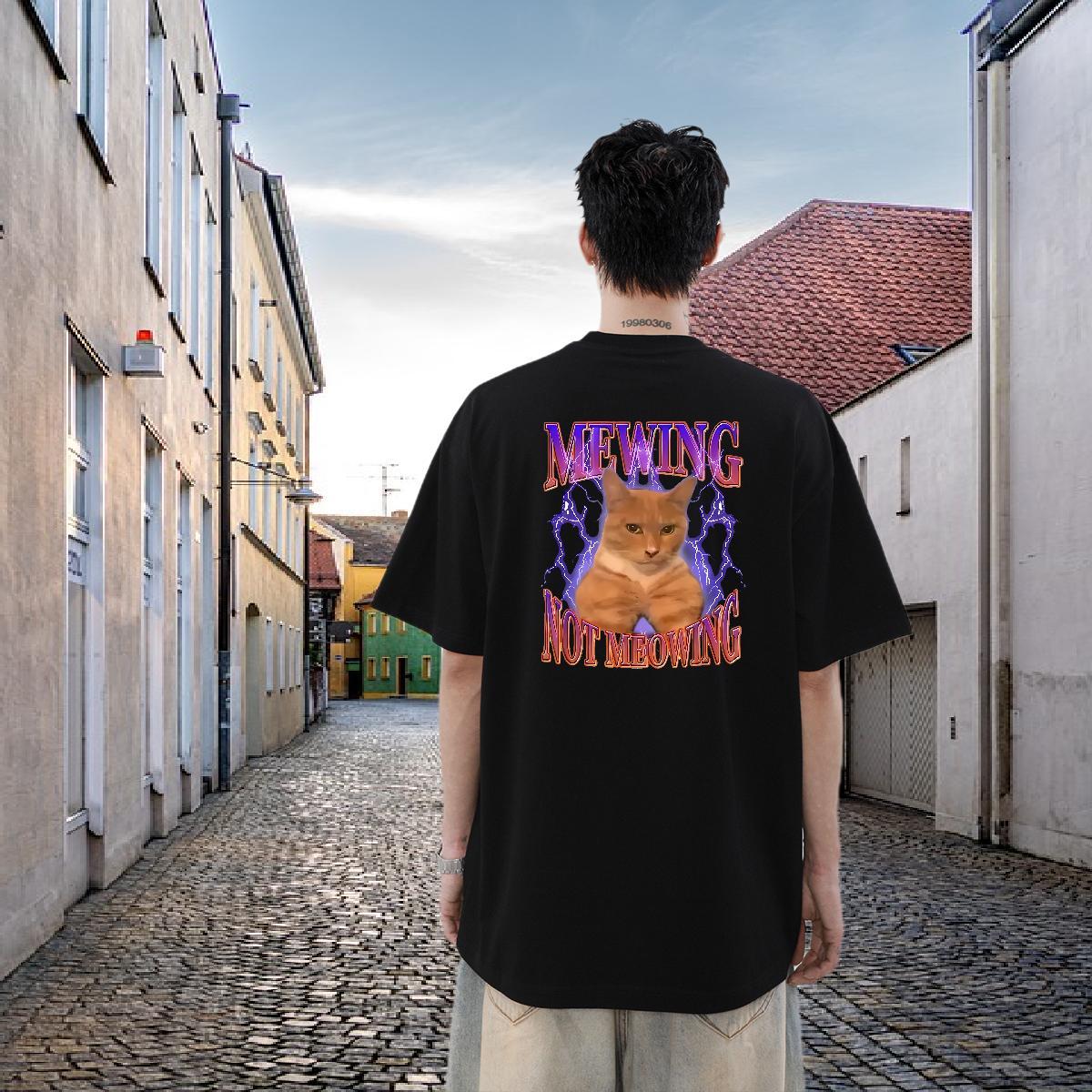 Fashion Casual T-Shirts 230g Cotton cat Home Outdoor Clothings Round Neck Short Sleeve Loose Tshirts Graphic