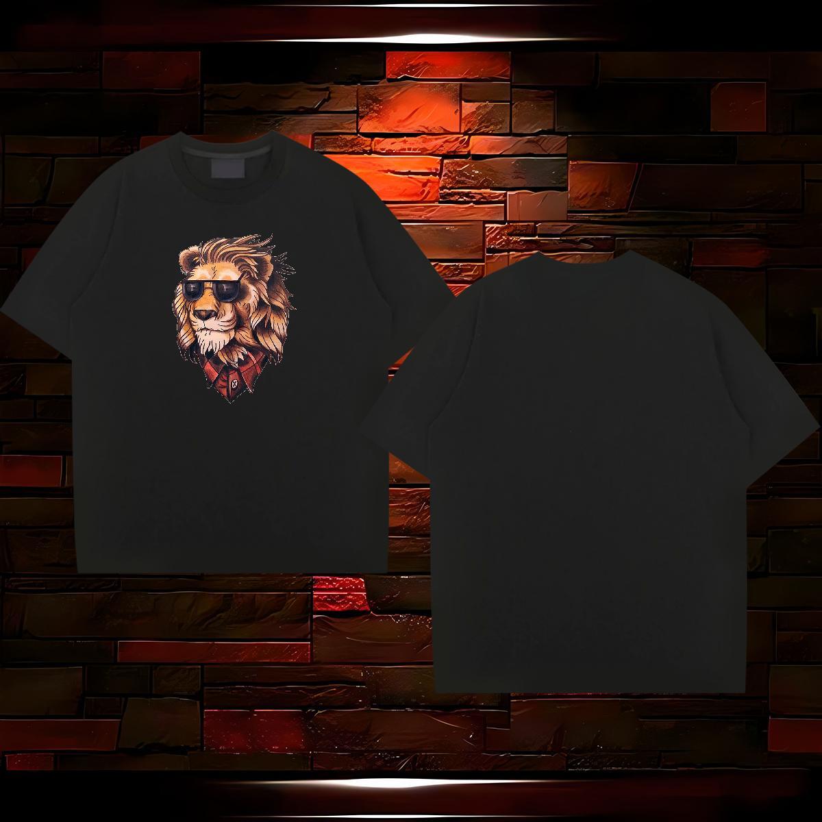 Classic T shirt 230g 100% Cotton lion Street Tees O-Neck Short Sleeve High Quality Men Clothes T-Shirt DIY Printed