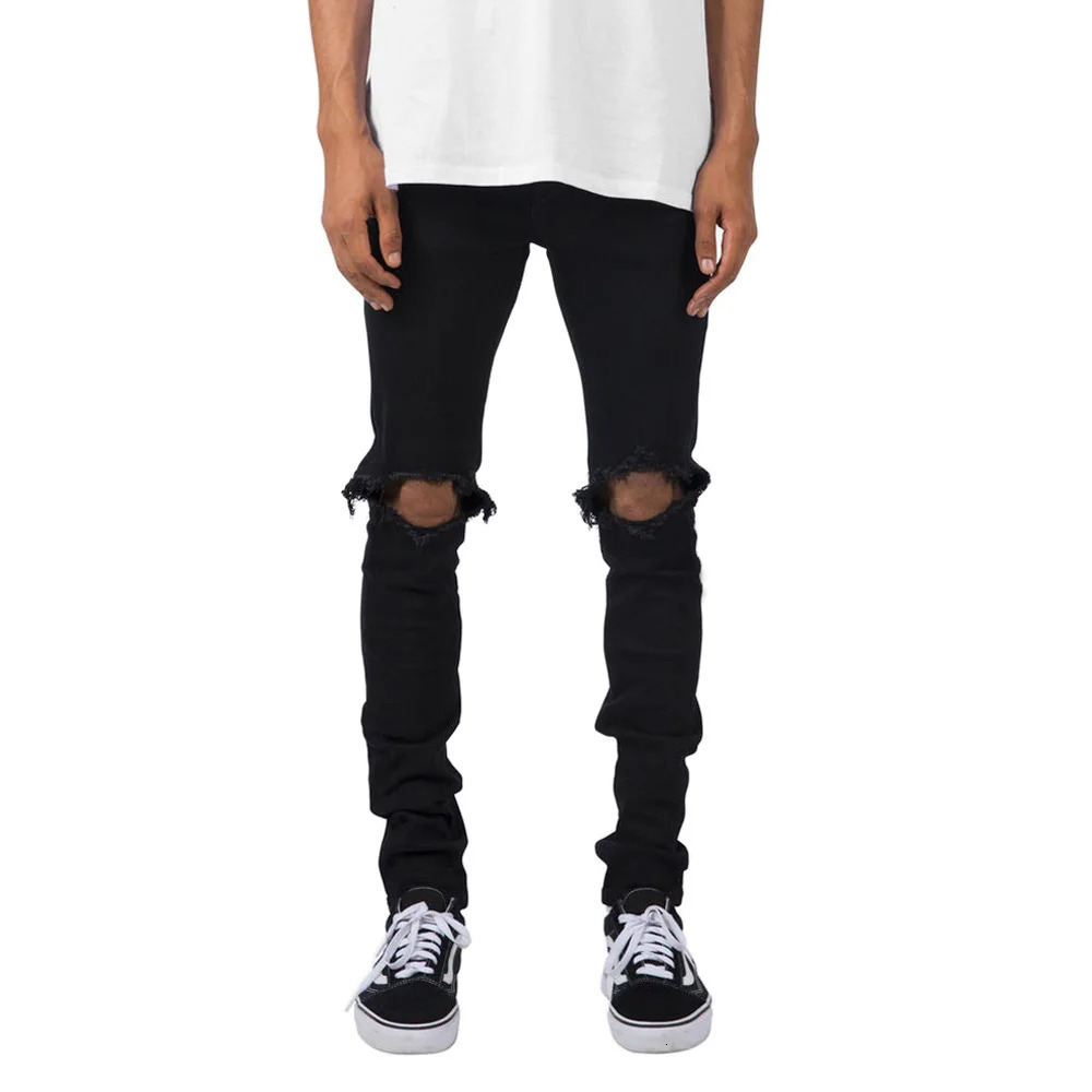 Hole Ripped Men Jeans Fashion Skinny High Street Jeans 240824