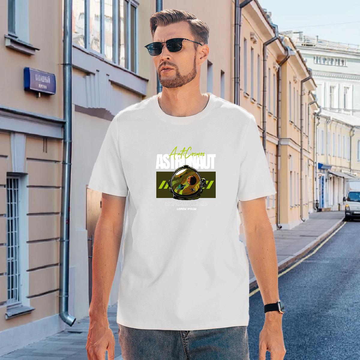 Men T Shirts 230g Pure Cotton planet Sports Casual Round Neck Short Sleeve Custom Print Oversized Men Tees 2024 Comfortable Polos