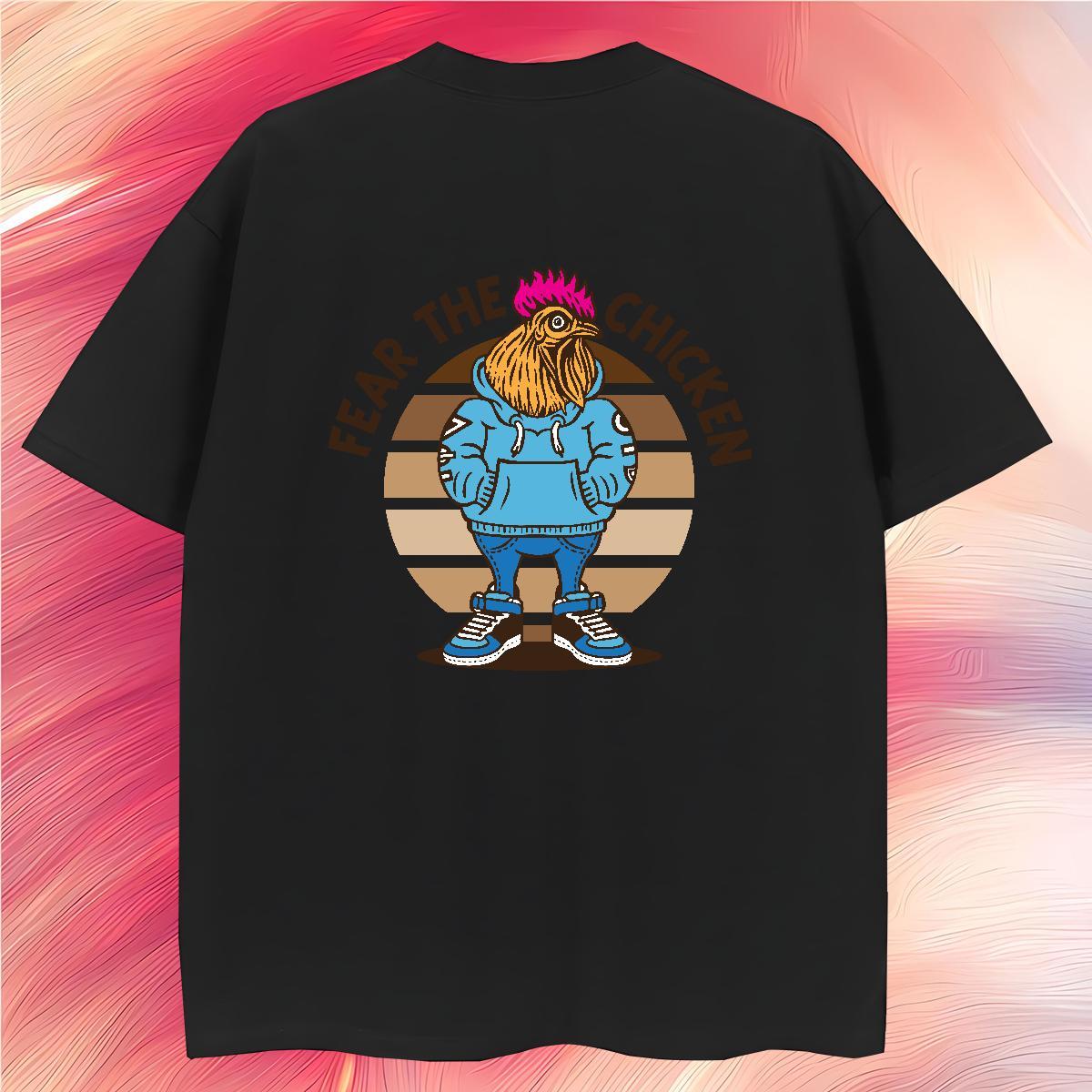 T-Shirts for Men 100% Cotton 230g chicken Spring Summer O-Neck Short Sleeve Customized Print Tshirts Fashion New Brand Tops Tees