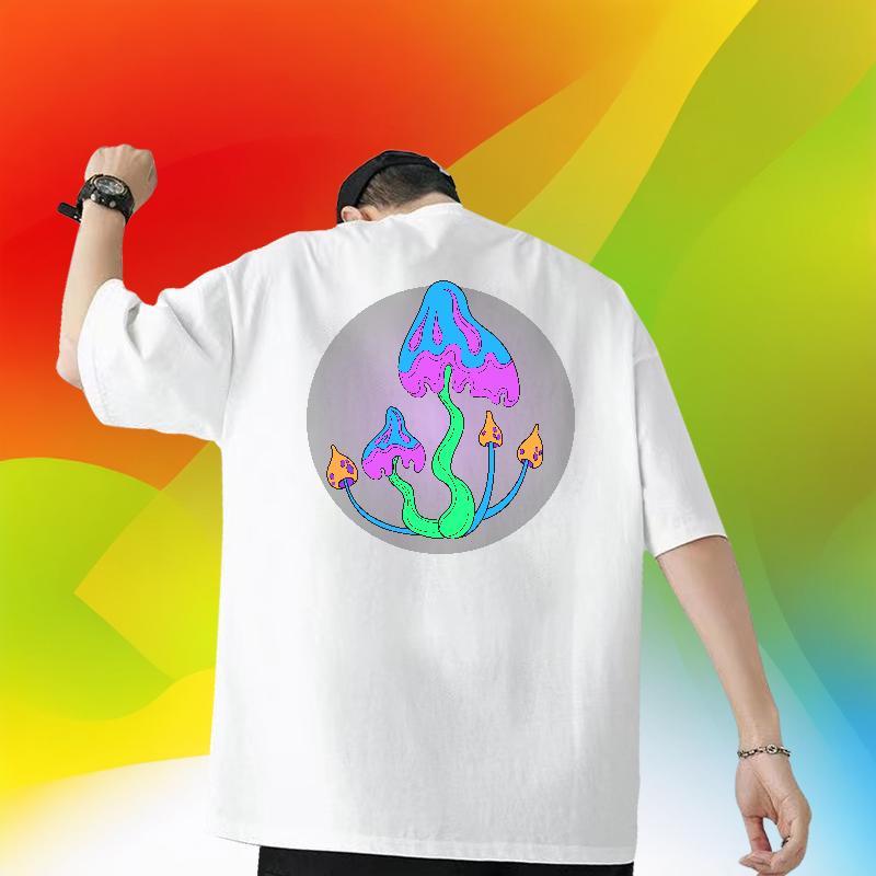 Brand Mens T Shirts 230g 100% Cotton mushroom Anime Printing Street Tops Tees Pure Cotton Popular Mens Tshirts Plus Size Cartoon