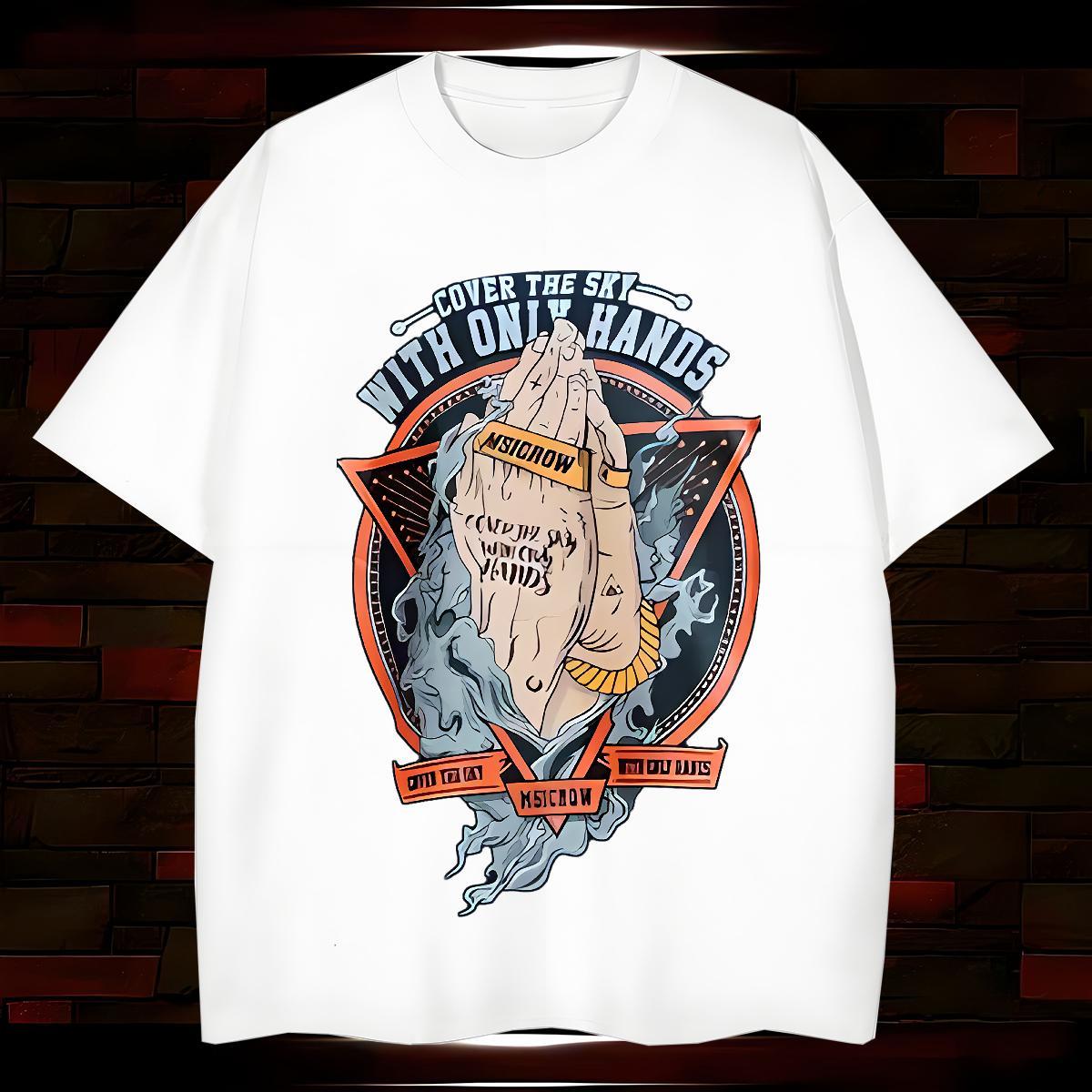 T Shirts Men 230g Pure Cotton hands Daily Outfit Breathable Short Sleeve DIY Anime Couples T Shirts New Free Shipping Tees