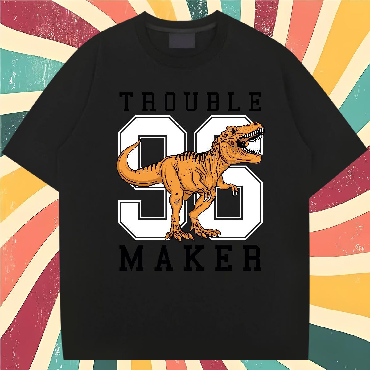 2024 Summer Man T Shirts 230g Cotton dinosaur Outdoor Tops Crew Neck Breathable Soft Men Tees White Plus Size
