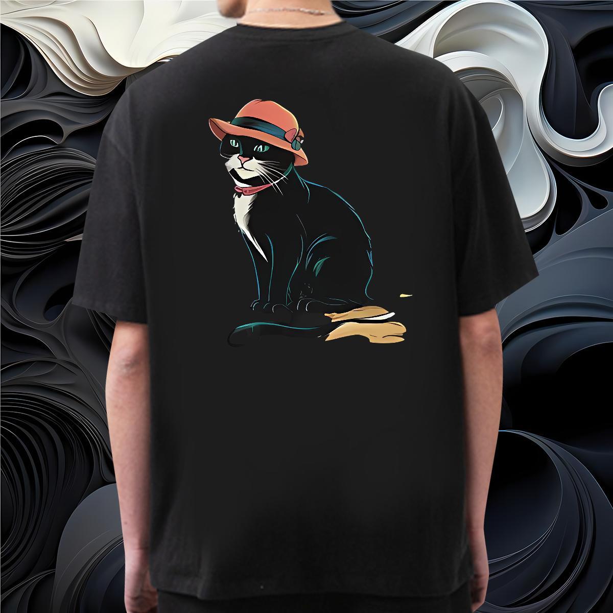 2024 New T-Shirts for Men 230g Pure Cotton Hip Hop Street Tops Tees Crew Neck Breathable Popular Men Clothes T-Shirt Anime Print
