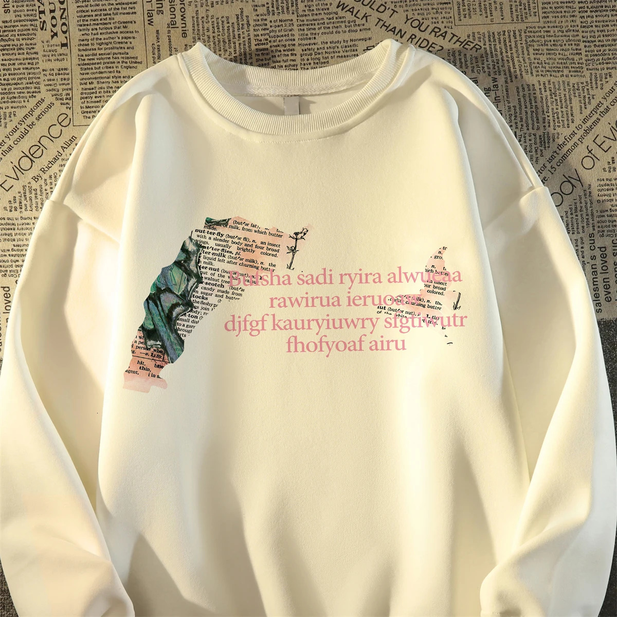 Autumn Blue Women Clothing Vintage Street Sweatshirt Y2K Stripe Letter Printing Pullover Long Sleeves Warm Oversize Ladies Tops 240806