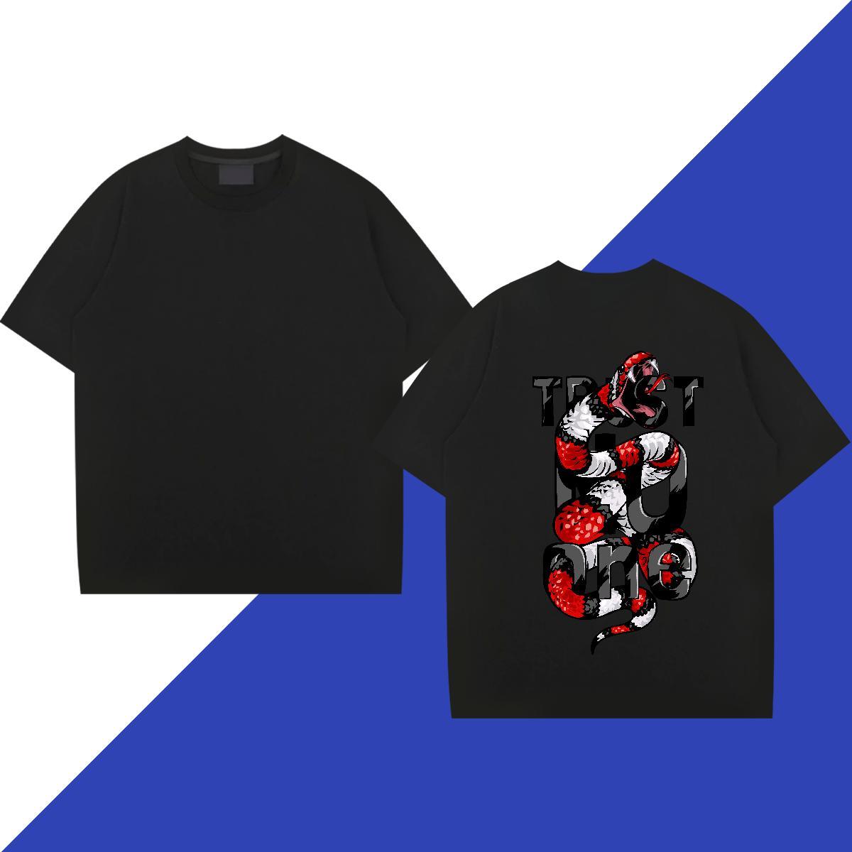 Fashion Designer T-Shirts 230g 100% Cotton snake Sport Tee Shirt Short Sleeve O-Neck Cool Design Tshirts Anime