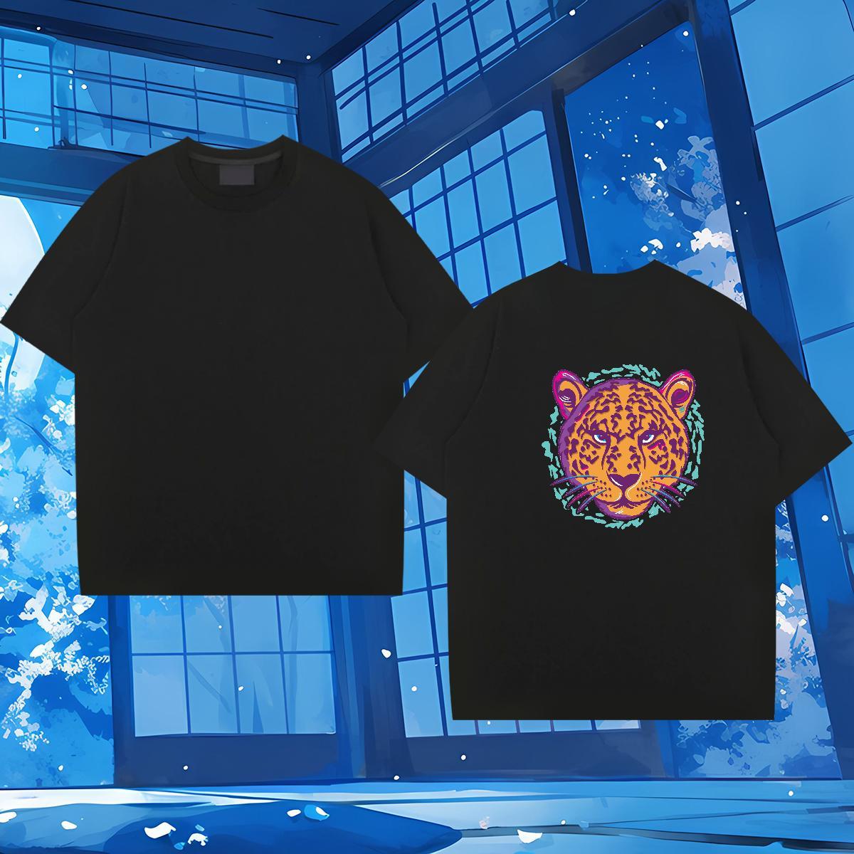 Customized T Shirts Men 230g 100% Cotton leopard Street Wear Tops Breathable Short Sleeve Comfortable Couples T Shirts Custom Anime