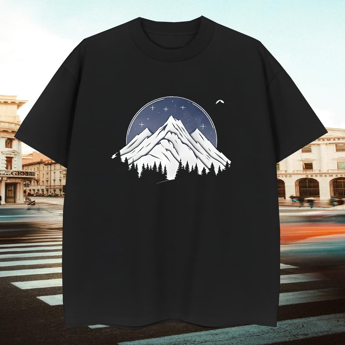 High Quality Men Clothes T-Shirt 100% Cotton 230g Street Wear mountains Custom Big Size Crew Neck Brand Mens T Shirts Tshirts