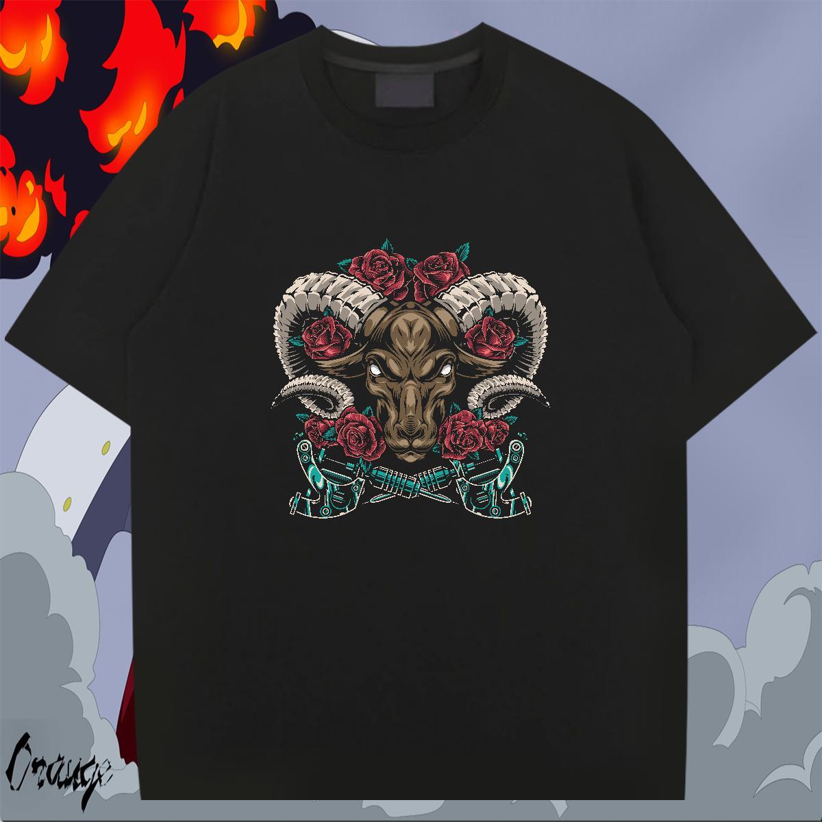 Unisex Tshirts 230g Cotton Street Casual sheep Anime Print Short Sleeve Soft Free Shipping Men T Shirts Top Tees