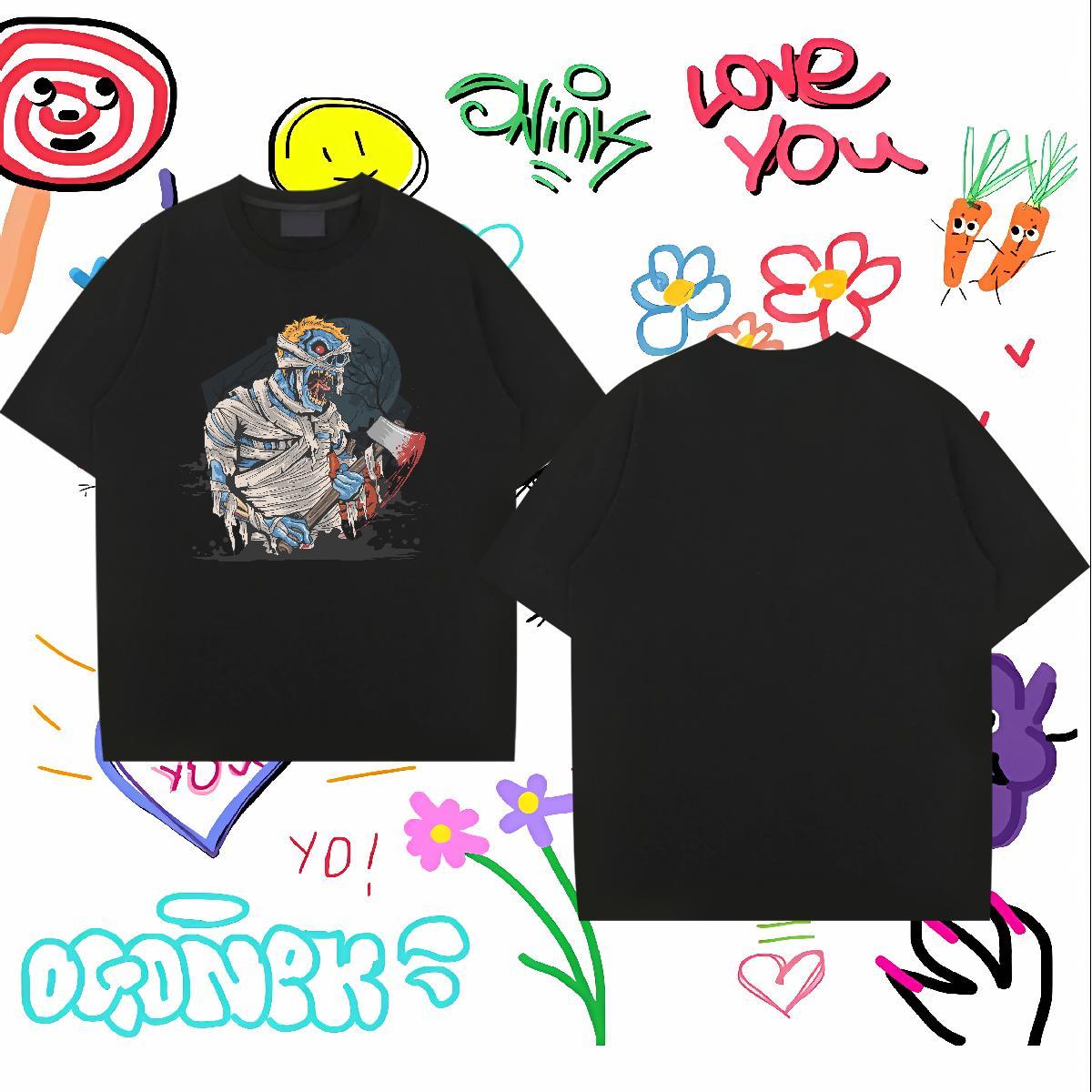 2024 T Shirts Men 230g Pure Cotton monster Street Top Tees Crew Neck Comfortable Mens Tshirts Custom Printing