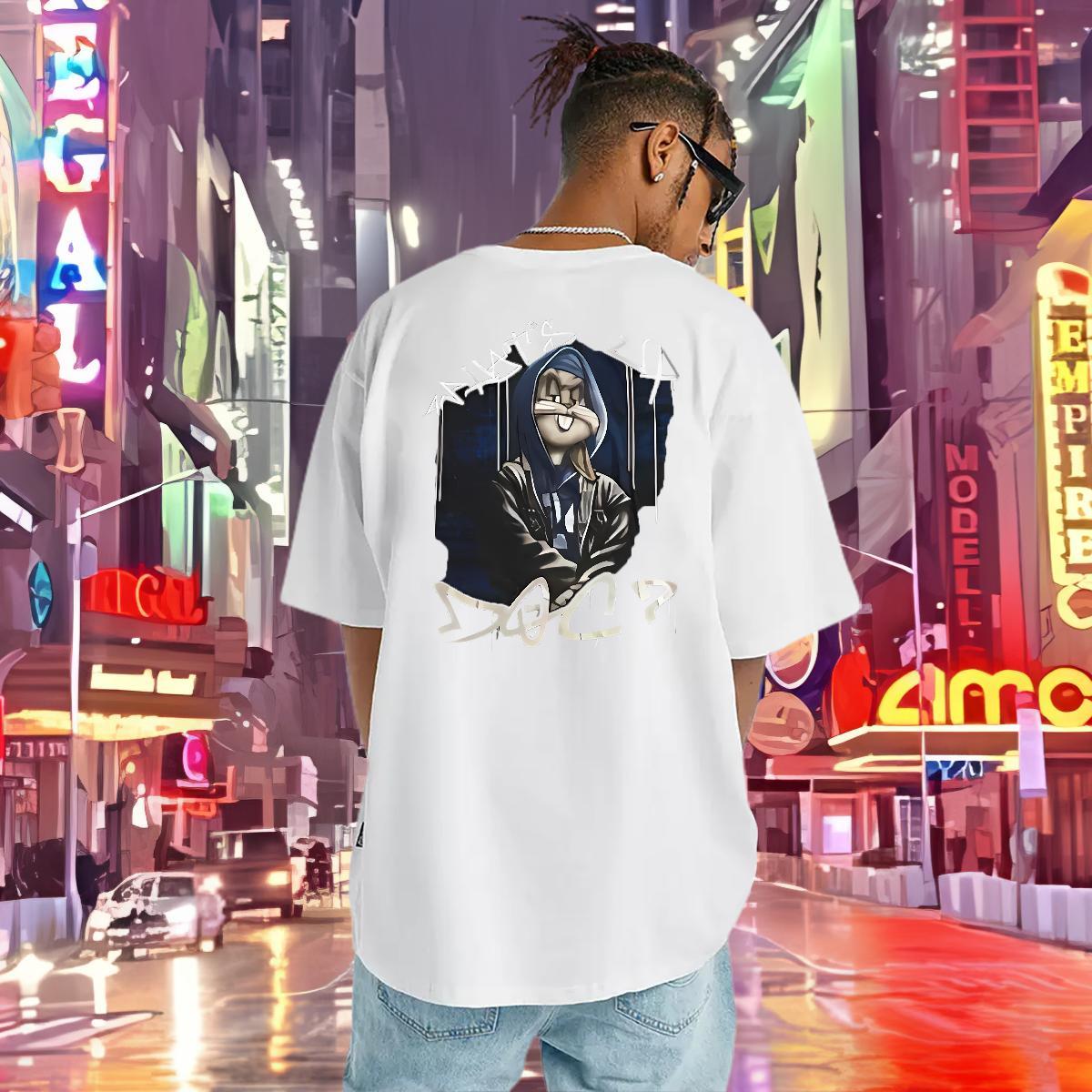Stylist Mens T Shirts 230g Cotton rabbit Beach Tops O-Neck Short Sleeve Loose Men Clothes T-Shirt Custom Print Plus Size