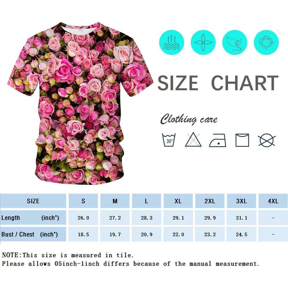 T shirt Mens Rose Summer Short Tees Tops Romantic Theme Shirts Flower Realistic Graphic Shirt tshirt graphic tee Casual tops summer clothes Free shipp