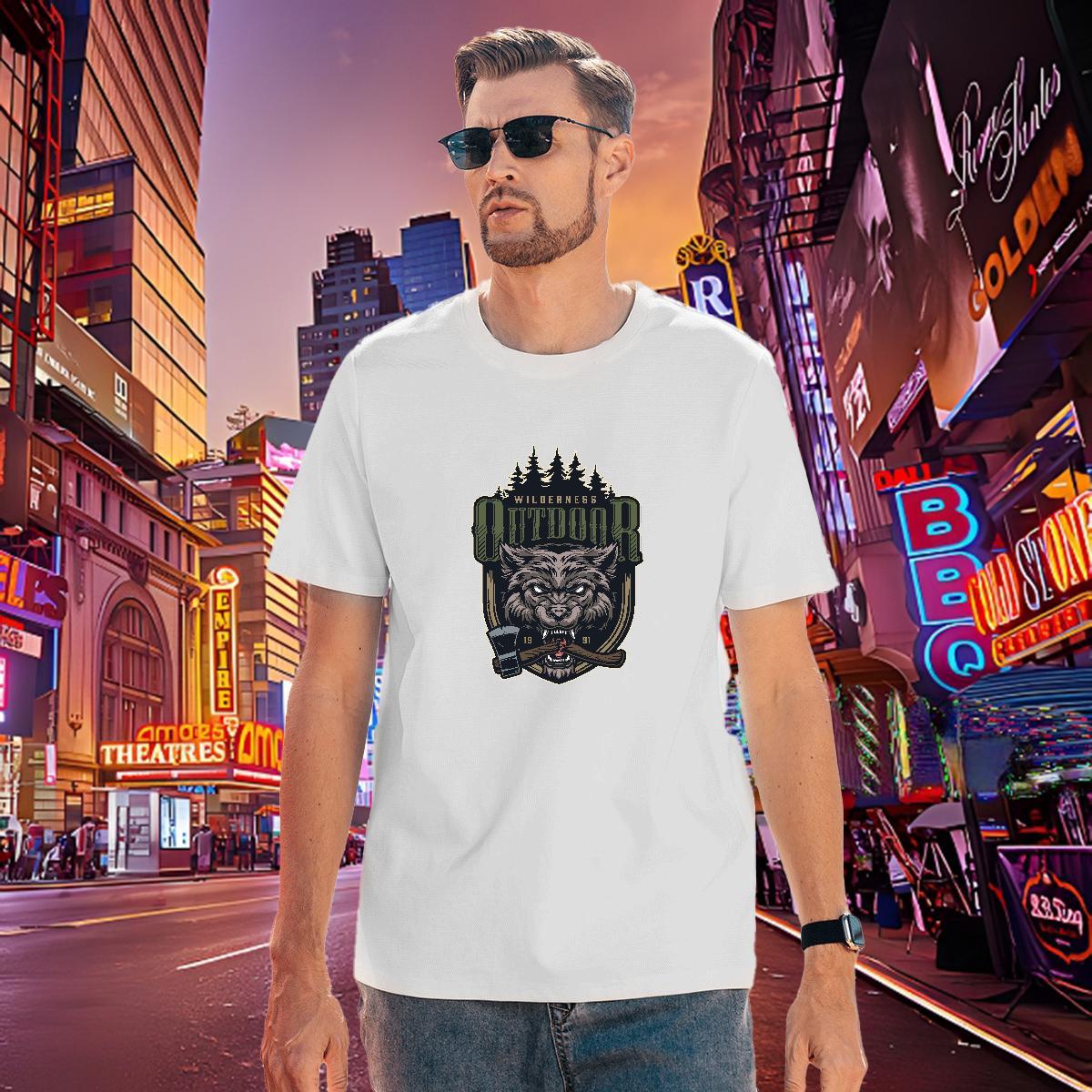 Brand Couples T Shirts 230g Cotton wolf T Shirts Men Daily Wear Breathable Short Sleeve Custom Print Plus Size Fashion Casual Tops Shirt