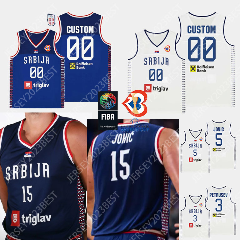 2024 Fiba World Cup Serbia Basketball Jersey National Team 33 NIKOLA MILUTINOV 5 NIKOLA 24 STEFAN JOVIC 7 Bogdan Bogdanovic 15 Nikola 9 VANJA MARINKOVIC Srbija