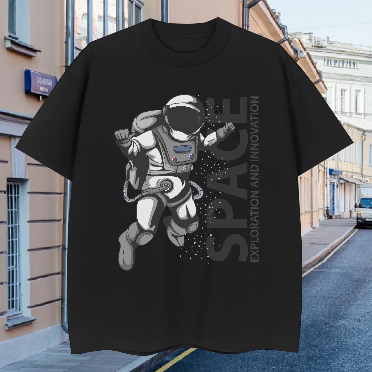 T-Shirts for Men 100% Cotton 230g universe Casual Daily Wear O-Neck Short Sleeve Custom Print Plus Size Tshirt for Man Woman 2024 Summer Wholesale Clo