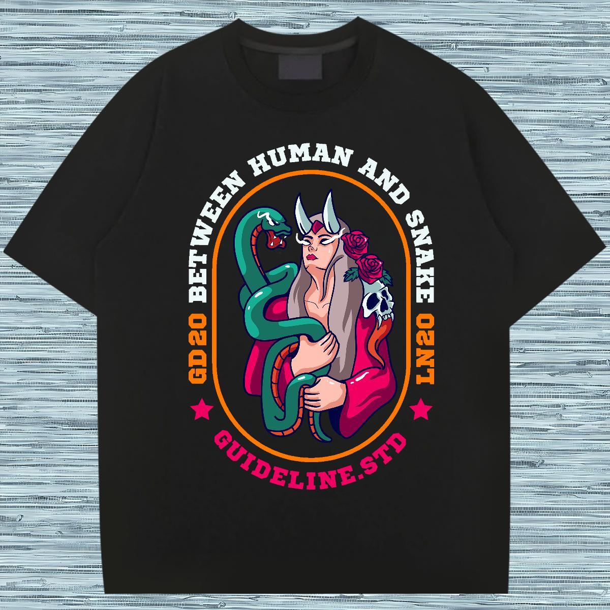Designer Fashion T shirt 230g Cotton snake Street Tees Pure Cotton Soft Men Tshirts Cartoon Print
