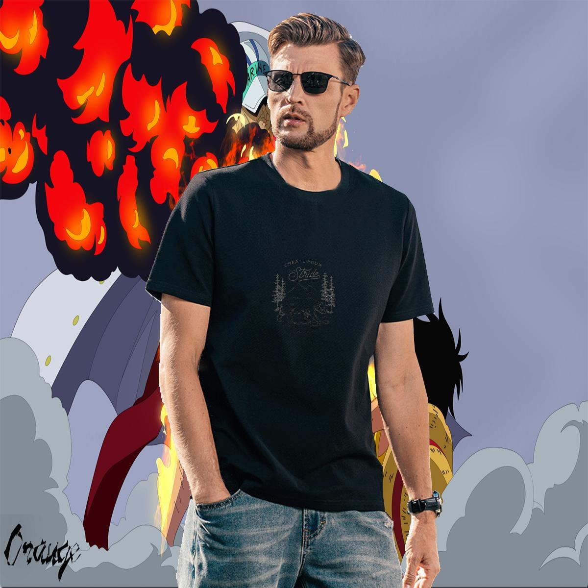 Soft Men Tees 230g Pure Cotton Hip Hop mountains Anime O-Neck Short Sleeve Designer T Shirt For Man Tops Shirt