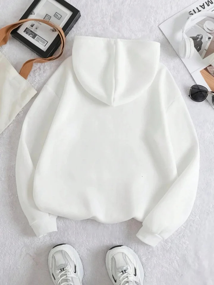 Korean Fashion Solid Color in Hoodies Sweat-shirt Woman Clothing Black Hoodie Pullover Women Hooded Sweatshirt Woman Coats 240806
