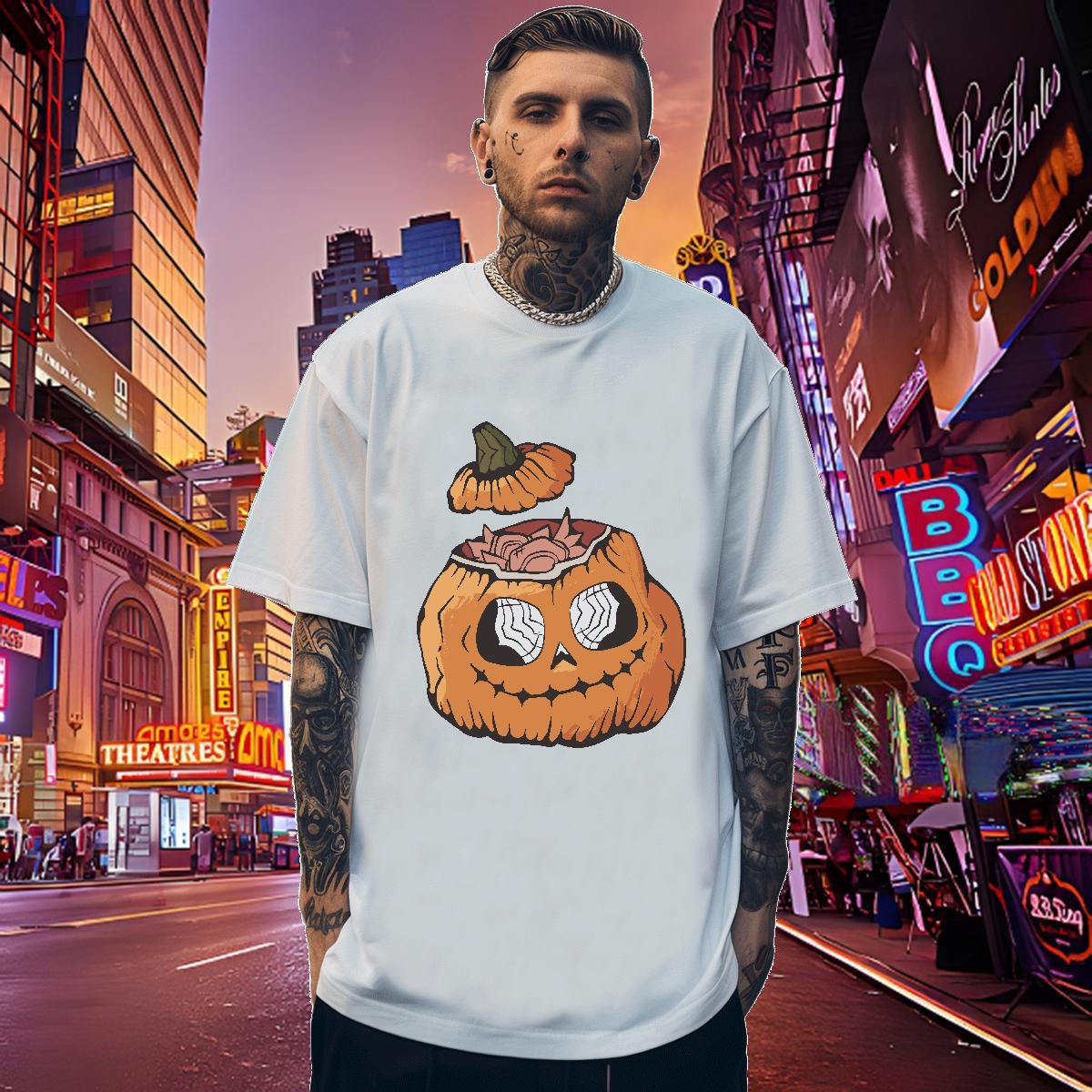 Unisex Tshirt for Man Woman 230g 100% Cotton pumpkin Men T Shirts Sports Casual Breathable Soft Anime Print DIY Tops Tees