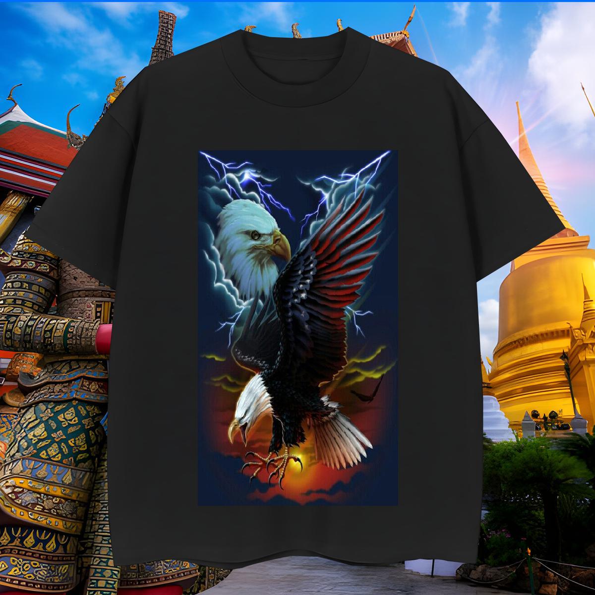 Loose Fit Men Tops Tees 100% Cotton 230g eagle T-Shirts for Men Daily Wear Breathable Soft DIY Logo Oversized 2024 Summer Clothings