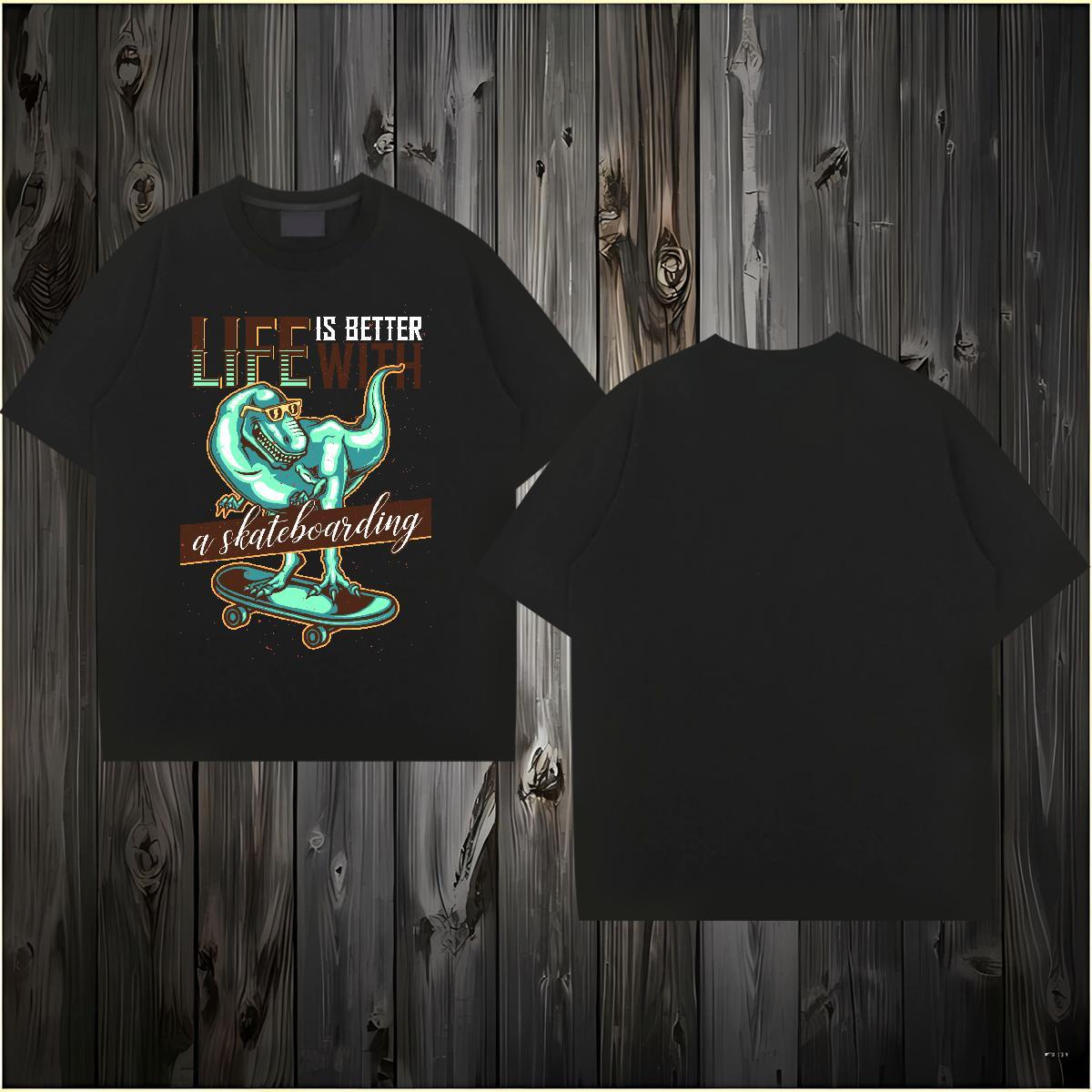 Fashion Design Men T Shirts 230g Cotton dinosaur Sports Casual Wear Breathable Short Sleeve Cool Mens Tshirts Custom Anime