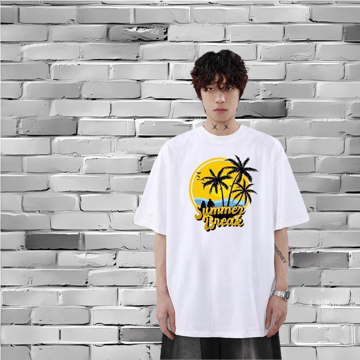 Classic Casual Man T Shirts 230g Cotton sun Street Wear Tops Breathable Soft Brand Couples T Shirts DIY