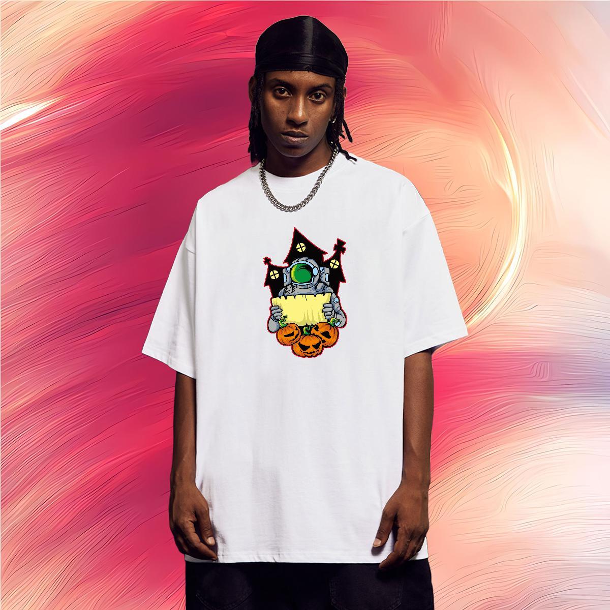 Men T Shirts 230g 100% Cotton universe Street Crew Neck Breathable Anime Print Couples T Shirts Classic Casual TOP Quality Tops Shirt