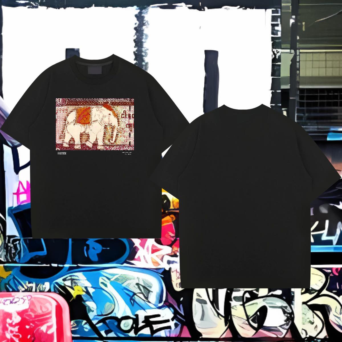 Free Shipping Men T Shirts 100% Cotton 230g elephant Home Outdoor Tshirts O-Neck Short Sleeve High Quality Men Tshirts Custom Cartoon