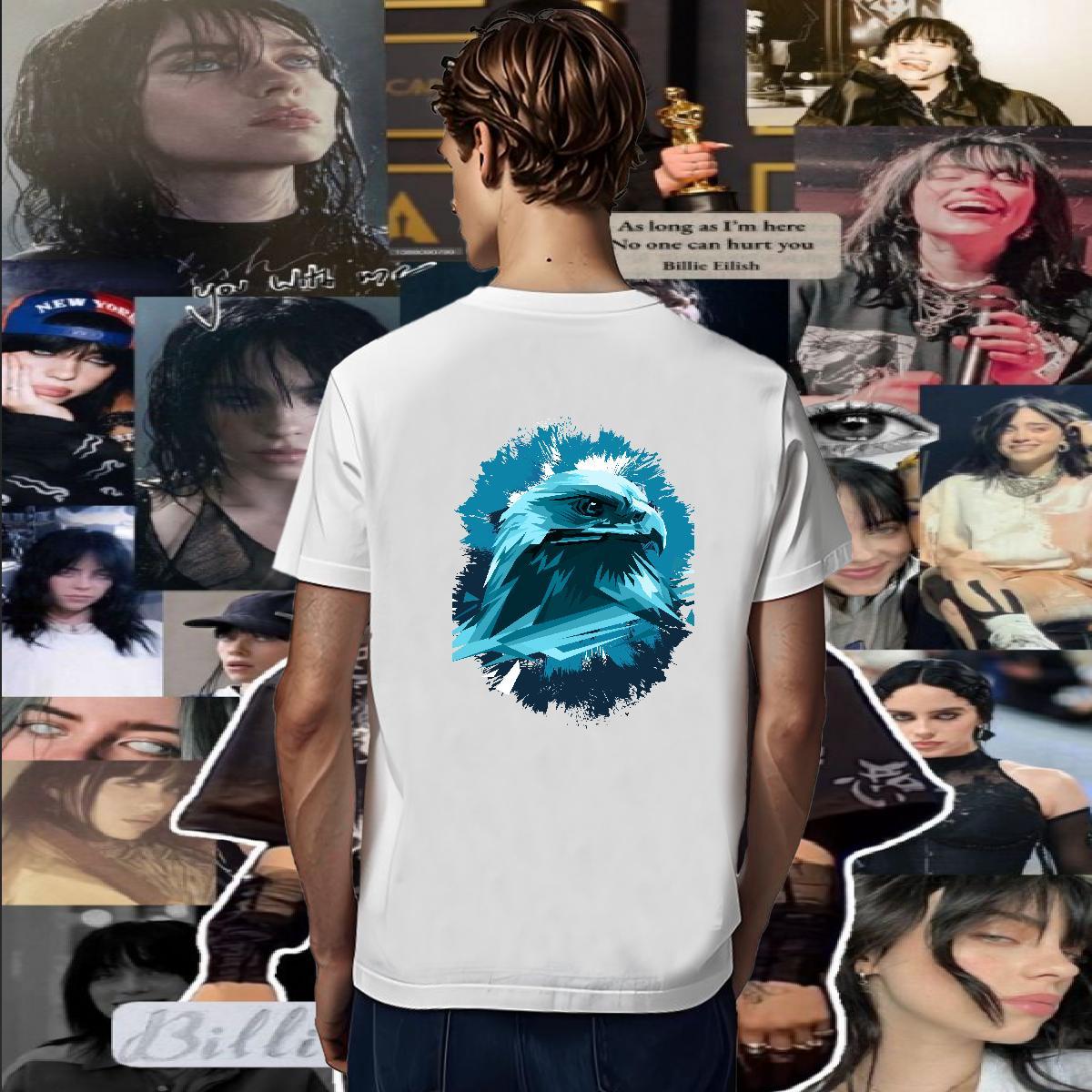 Fashion Casual Man T Shirts 230g Pure Cotton eagle Sport Tops Tees Short Sleeve O-Neck Brand Men Clothes T-Shirt DIY Anime