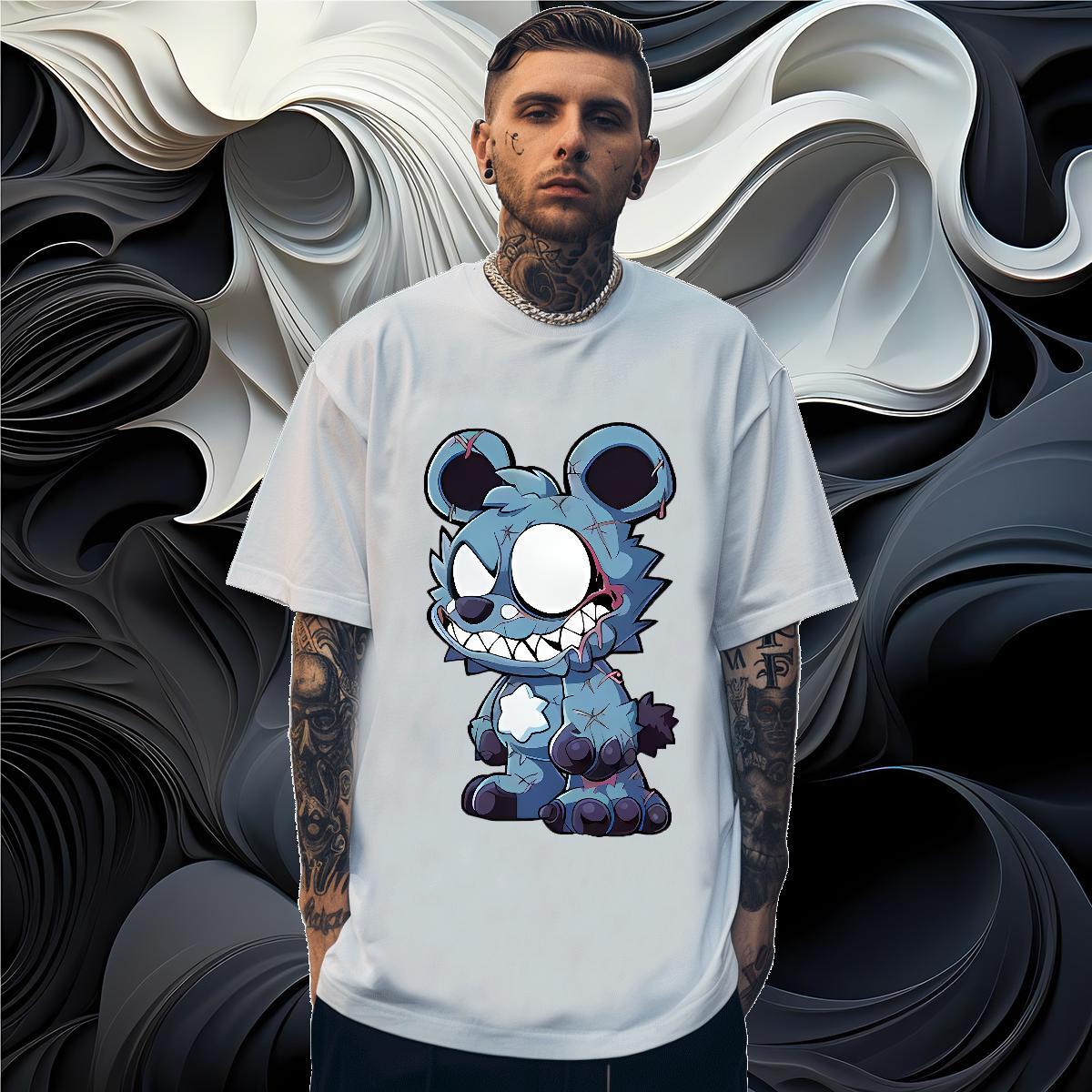 Man T Shirts 230g 100% Cotton bear High Street Hip Hop Pure Cotton Custom Printing Couples T Shirts Designer Free Shipping Wear