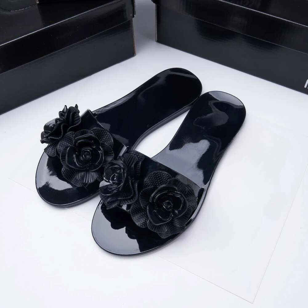 Mini Melissa Women's Jelly Slides Sweety Girls Cool 3D Flower Slippers Adult Ladies Non-slip Flat Beach Vacation Shoes Female
