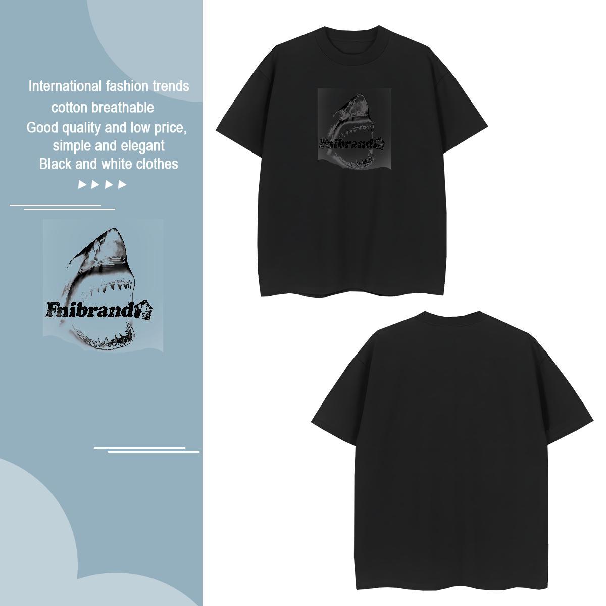 T Shirt For Man 100% Cotton 230g Shark Street Casual Breathable Crew Neck Custom Printing Couples T Shirts Wholesale High Quality Clothes