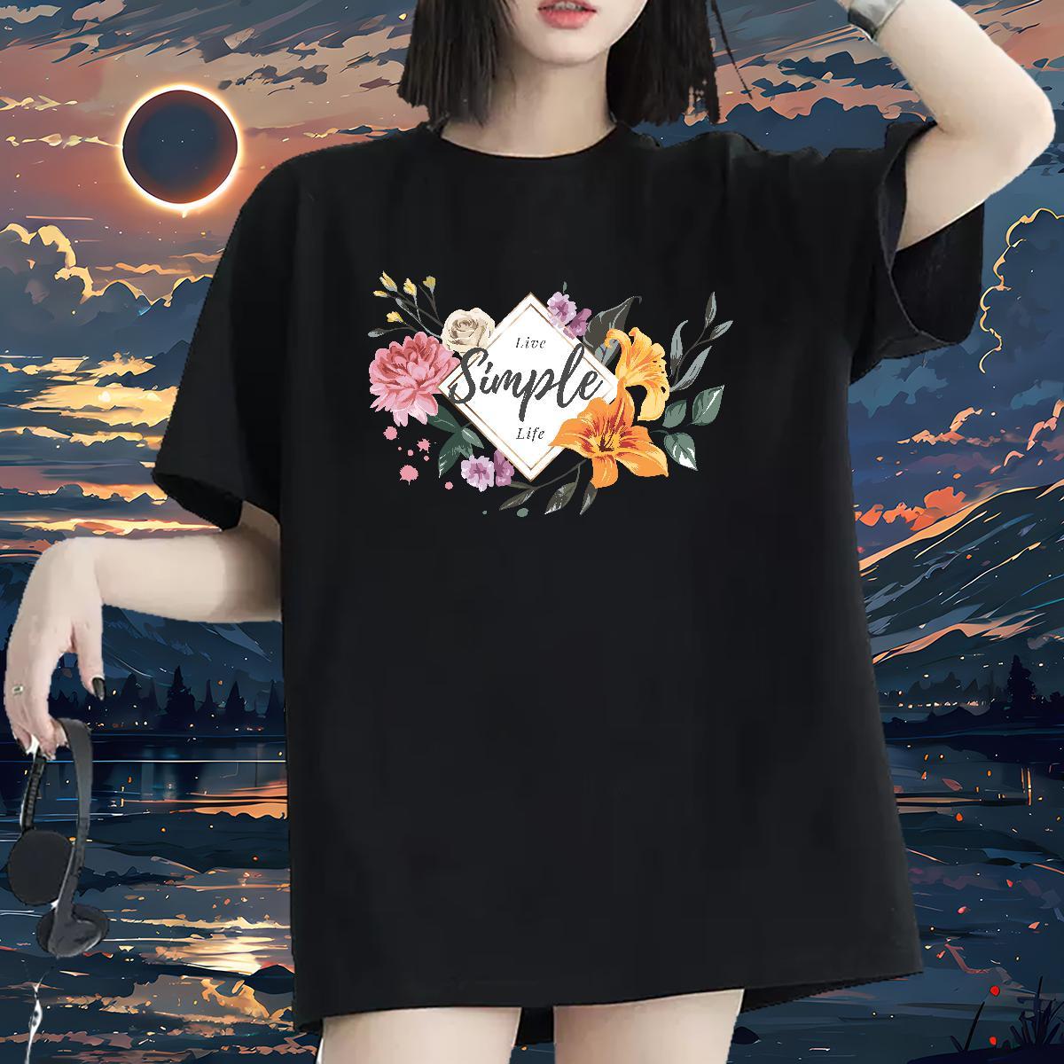 Unisex T Shirts Women Short sleeve Soft Couples T Shirts Plus Size Custom flower Sport 230g Pure Cotton Fashion Tops