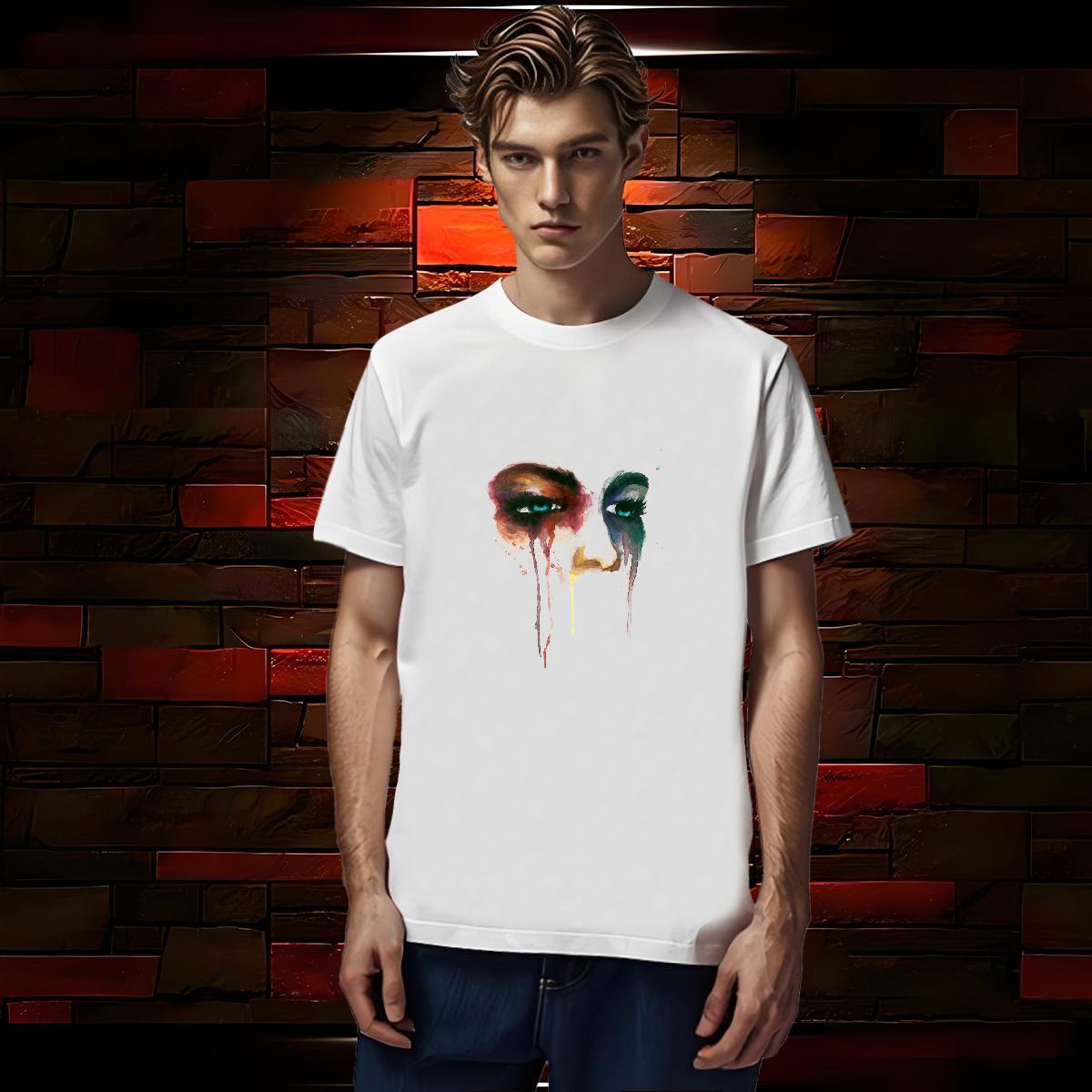 Men T Shirts 230g 100% Cotton painting Daily Outfit Breathable Crew Neck Anime Couples T Shirts Wholesale Loose Fit Tops