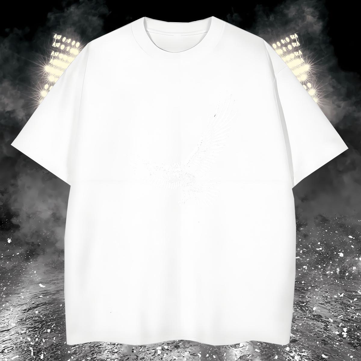 T-Shirts 230g 100% Cotton eagle Casual Crew Neck Floral Print Men Tees Brand Cool Clothings